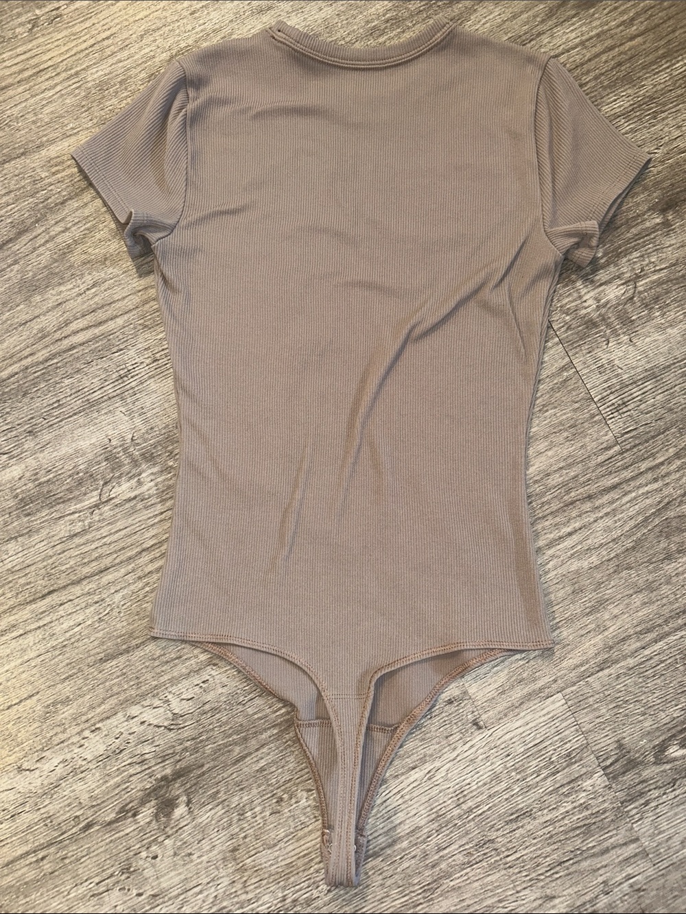 Abercrombie & Fitch Soft AF Collection Ribbed Bodysuit Taupe Brown Stretch Top M - Picture 3 of 5